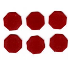 Red Marbled Bakelite Poker Chips Translucent Octagon 1.5” Vintage RARE